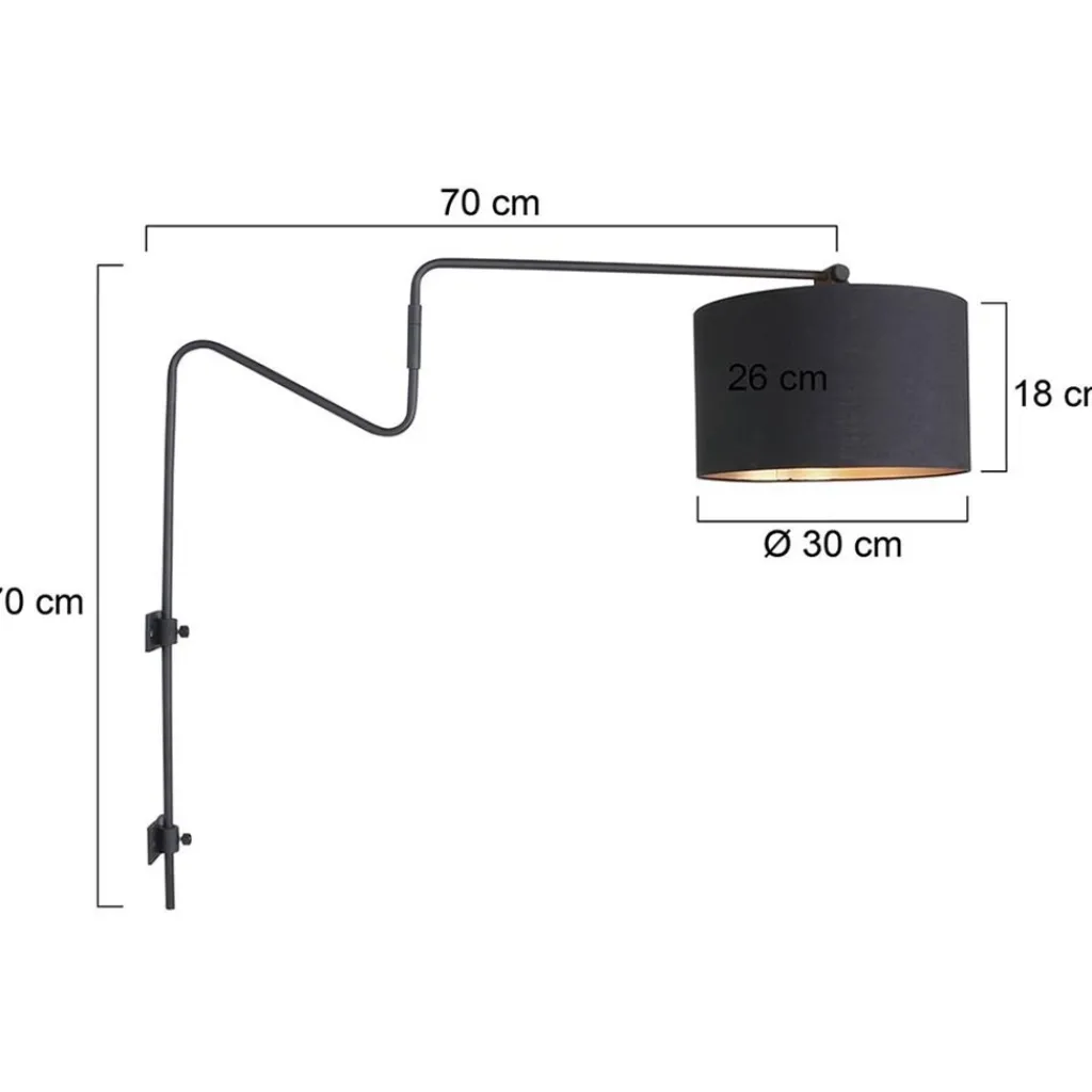 Straluma Verstelbare wandlamp met zwart/gouden kap> Wandlampen|Schemerlampen
