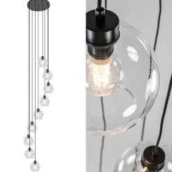 Straluma Videlamp / multipendel 9L zwart helder bolglas><noscript><img width=