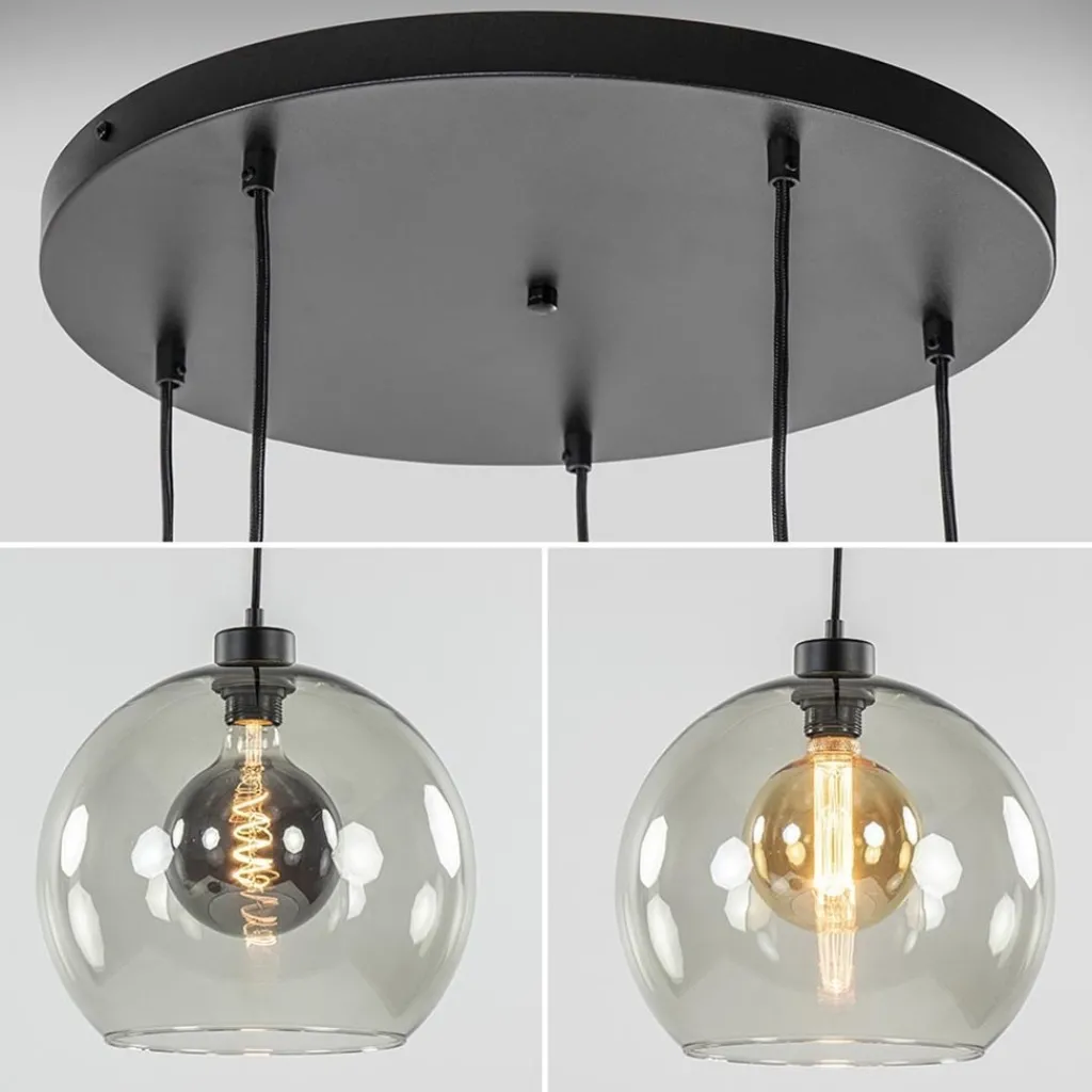 Straluma Videlamp zwart 5-lichts smoke glas> Videverlichting|Pendel Lampen