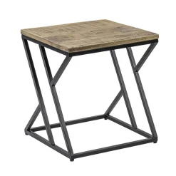 Straluma Vierkante bijzettafel zwart met mango hout> Bijzettafels