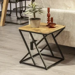 Straluma Vierkante bijzettafel zwart met mango hout></noscript> Bijzettafels