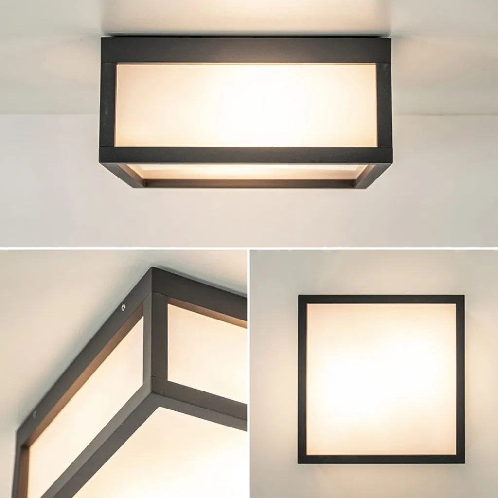 Straluma Vierkante buitenlamp dark grey plafond/wand> Plafondlampen|Wandlampen