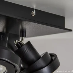Straluma Vierkante LED plafondlamp 4-lichts zwart></noscript> Plafondlampen|Opbouwspots