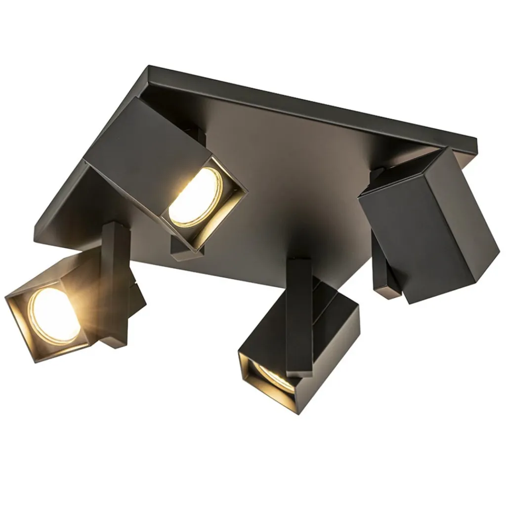 Straluma Vierkante opbouwspot 4L zwart verstelbaar> Opbouwspots|Woonkamerlampen