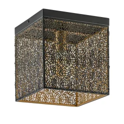 Straluma Vierkante plafondlamp zwart met gouden binnenzijde> Keukenverlichting|Plafondlampen