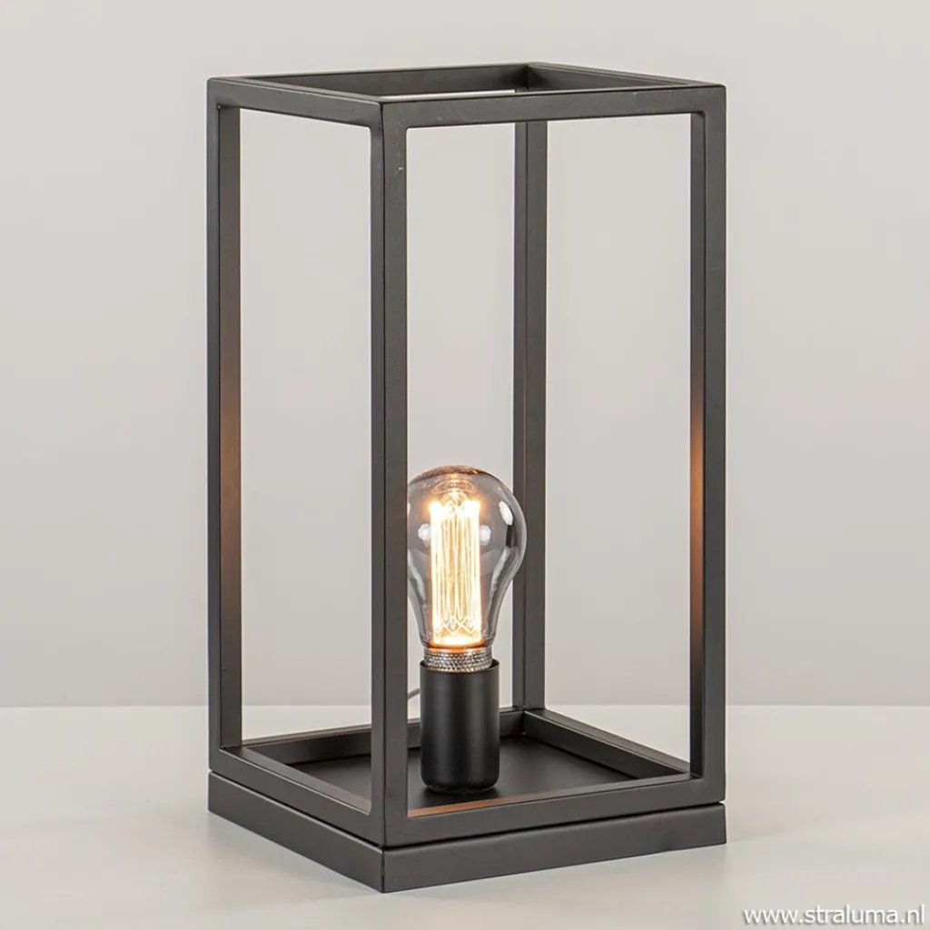 Straluma Vierkante tafellamp frame zwart modern> Slaapkamerlampen|Halverlichting