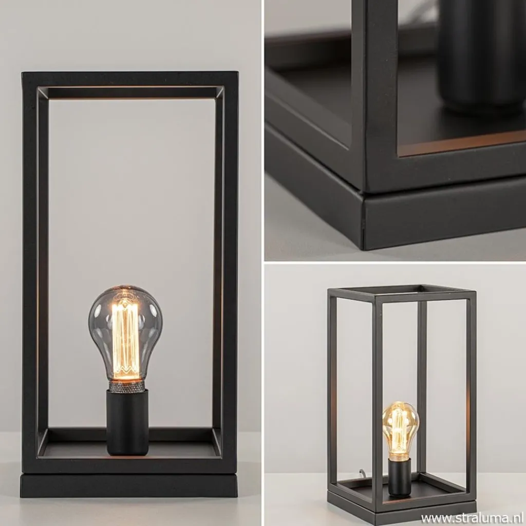 Straluma Vierkante tafellamp frame zwart modern> Slaapkamerlampen|Halverlichting