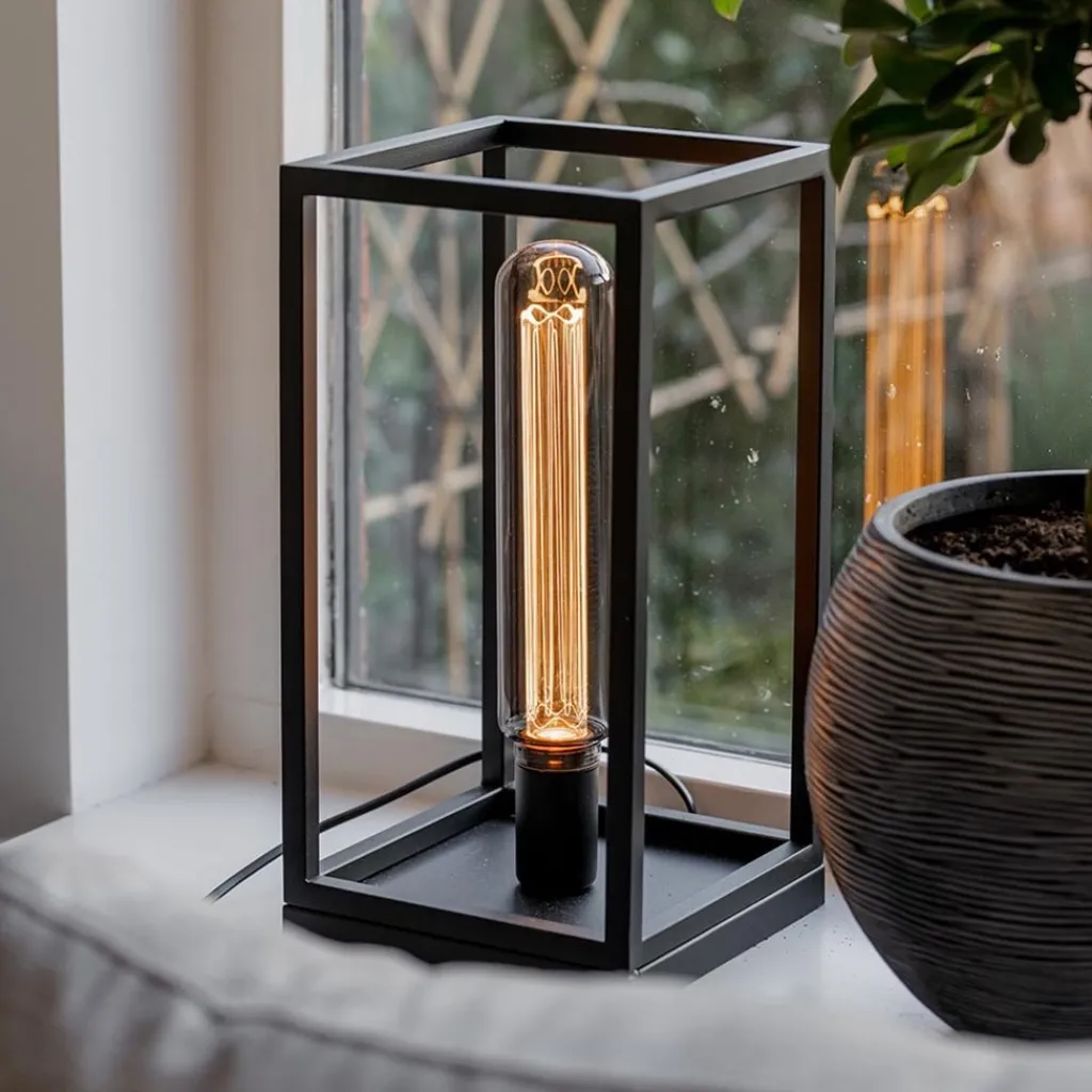 Straluma Vierkante tafellamp frame zwart modern> Slaapkamerlampen|Halverlichting