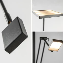 Straluma Vierkante uplighter zwart met verstelbare leesarm></noscript> Vloerlampen|Leeslampen