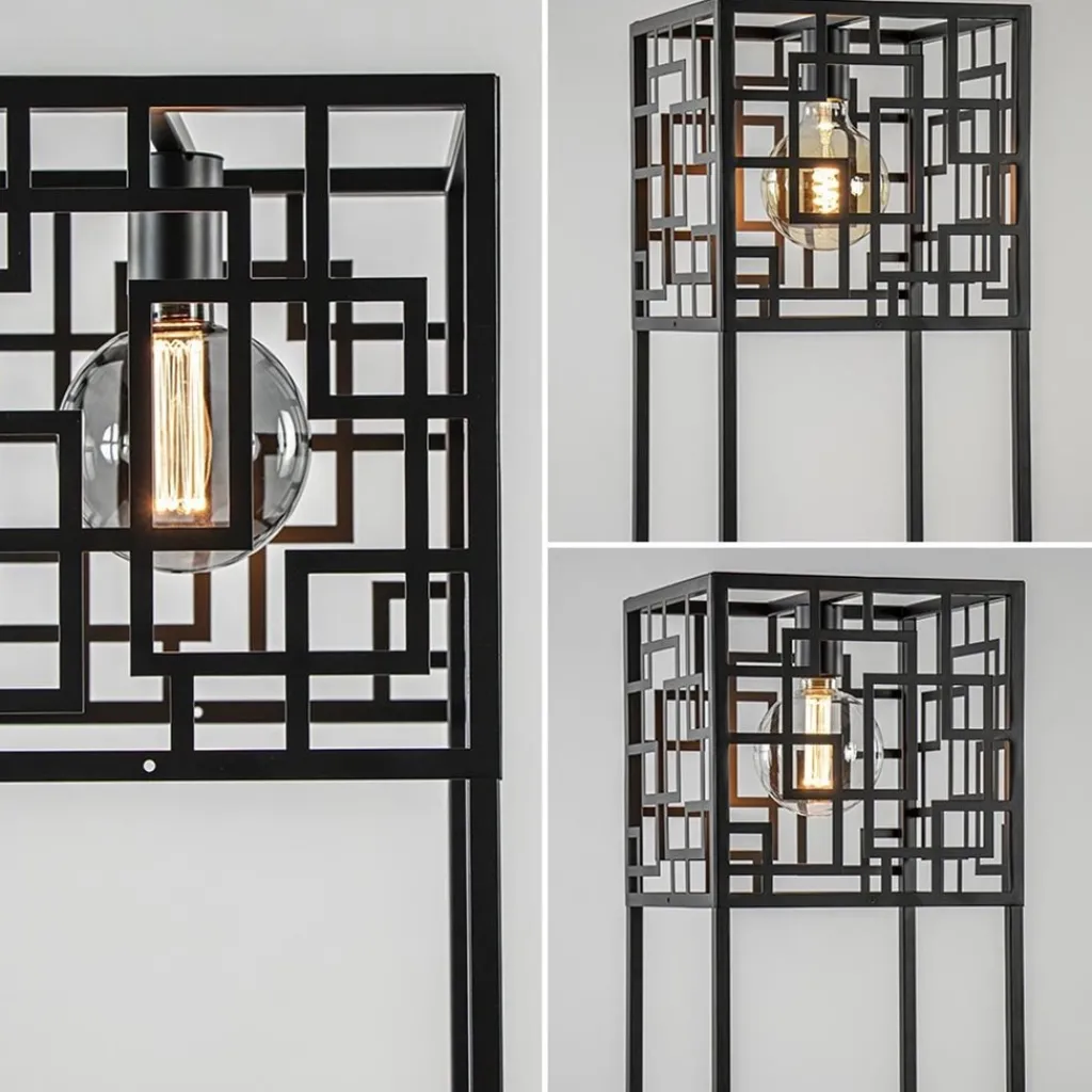 Straluma Vierkante vloerlamp mat zwart metaal> Woonkamerlampen|Vloerlampen