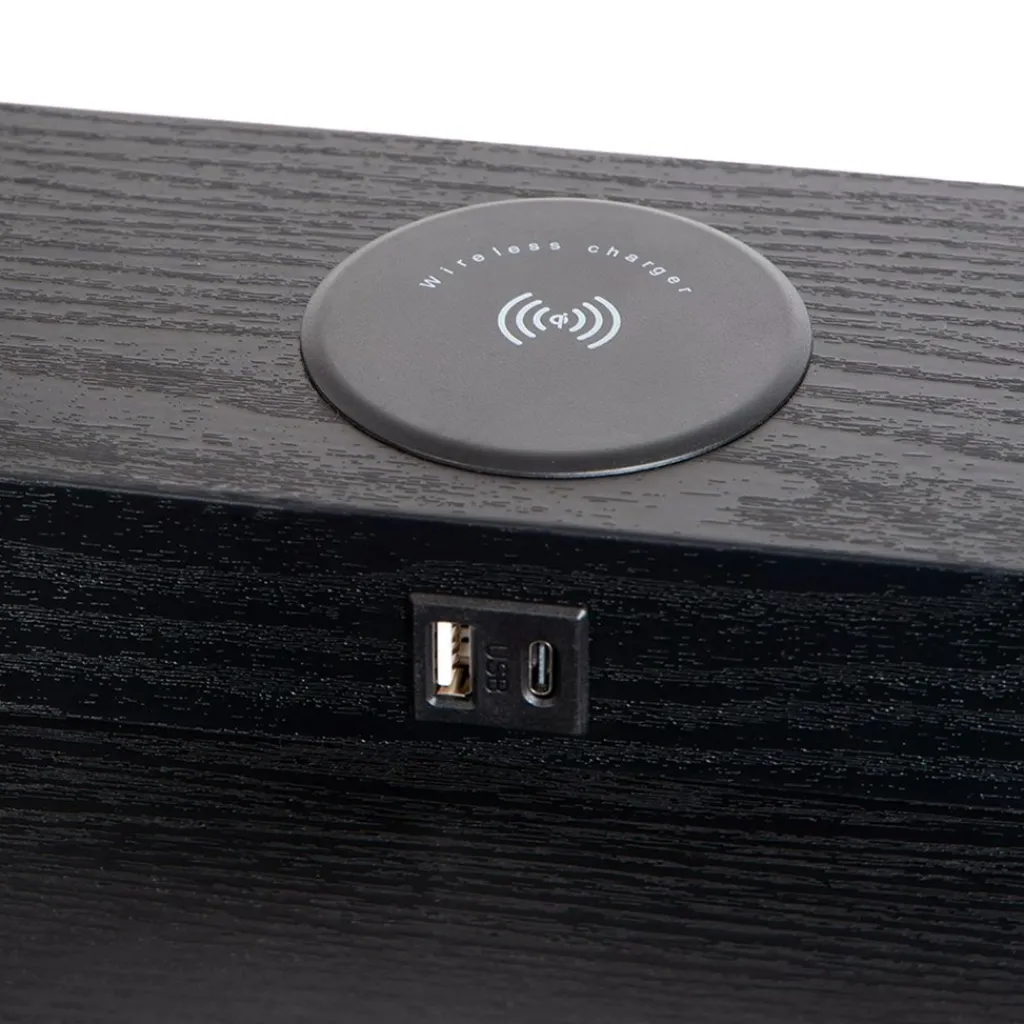 Straluma Vierkante vloerlamp zwart met beige kap en oplaadplatform> Vloerlampen|Landelijke Verlichting