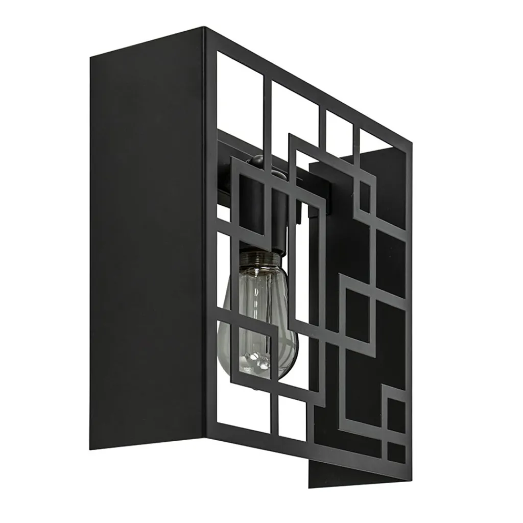 Straluma Vierkante wandlamp zwart metaal> Wandlampen|Scandinavische Verlichting