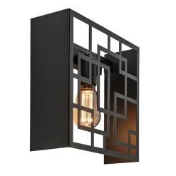 Straluma Vierkante wandlamp zwart metaal> Wandlampen|Scandinavische Verlichting