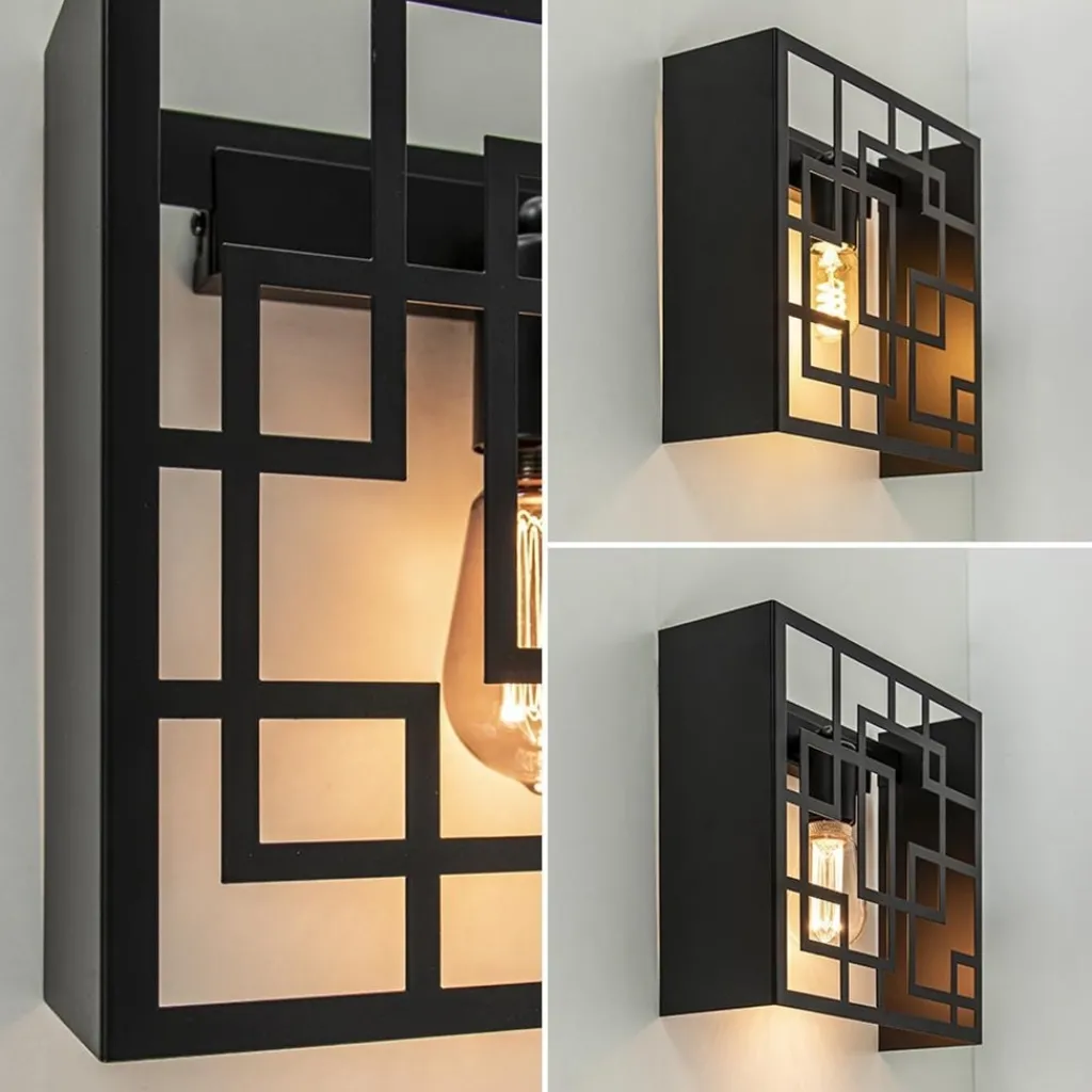 Straluma Vierkante wandlamp zwart metaal> Wandlampen|Scandinavische Verlichting