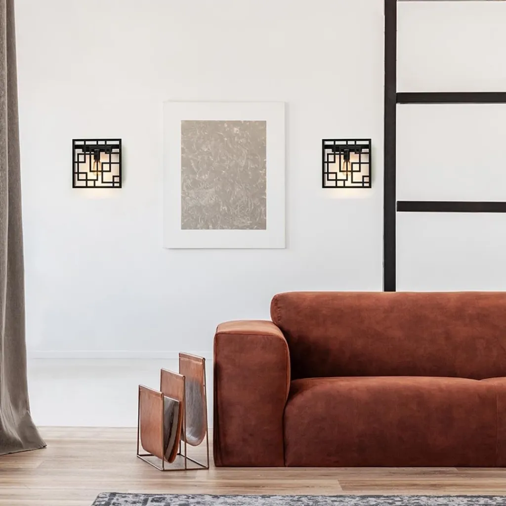 Straluma Vierkante wandlamp zwart metaal> Wandlampen|Scandinavische Verlichting