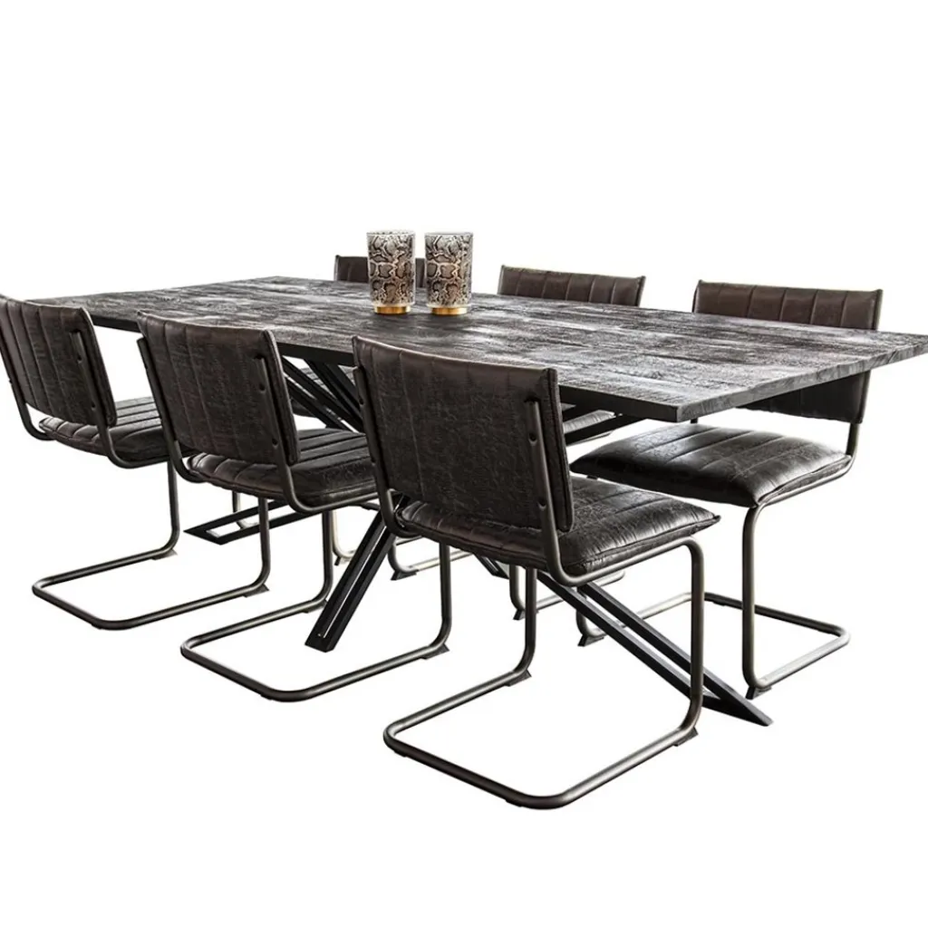 Straluma Vintage eetkamerstoel dark grey met gunmetal frame> Eetkamerstoelen
