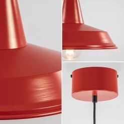 Straluma Vintage hanglamp rood met wit en zwart snoer><noscript><img width=