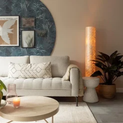 Straluma Vloerlamp 150 cm cilinder creme schelpen></noscript> Schelpenlampen|Woonkamerlampen