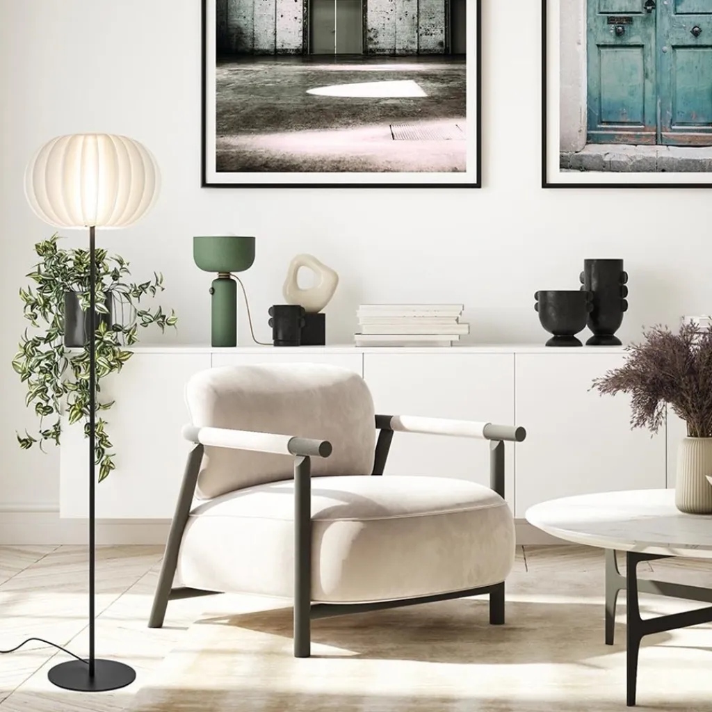 Straluma Vloerlamp Arena zwart/kap wit> Vloerlampen|Design Verlichting