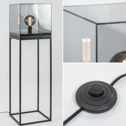 Straluma Vloerlamp Askjer kubus zwart/smoke glas> Light and Living|Halverlichting