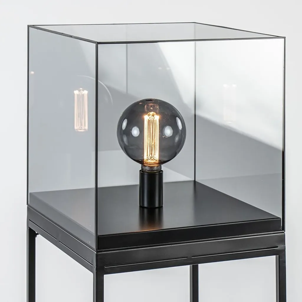 Straluma Vloerlamp Askjer kubus zwart/smoke glas> Light and Living|Halverlichting