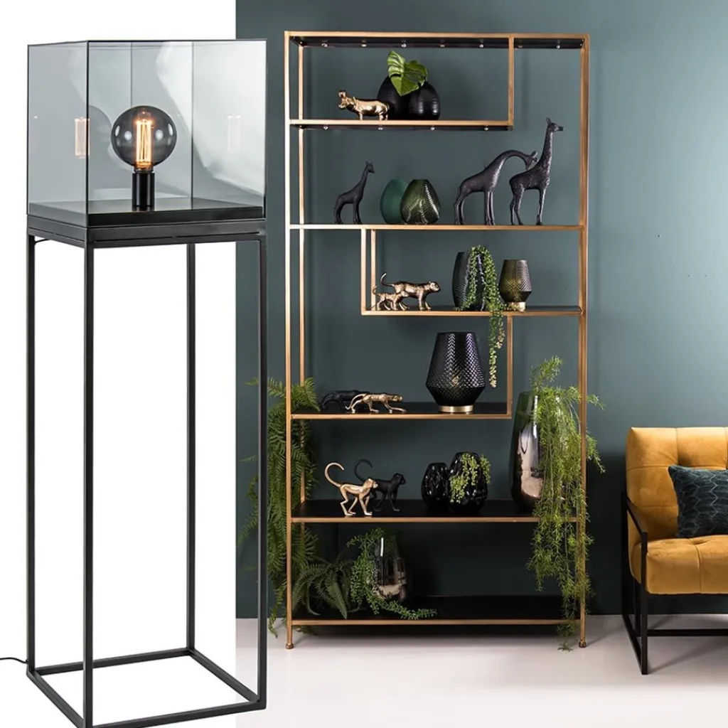 Straluma Vloerlamp Askjer kubus zwart/smoke glas> Light and Living|Halverlichting