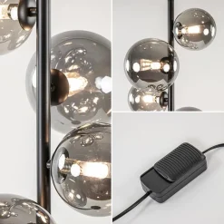 Straluma Vloerlamp Calcio 6l zwart + smoke glas><noscript><img width=