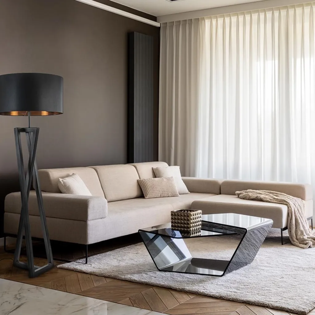 Straluma Vloerlamp Calitri zwart EXCL. KAP> Vloerlampen|Lampenvoeten