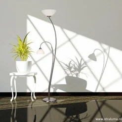 Straluma Vloerlamp Capri staal/glas met leeslamp></noscript> Leeslampen|Uplighters