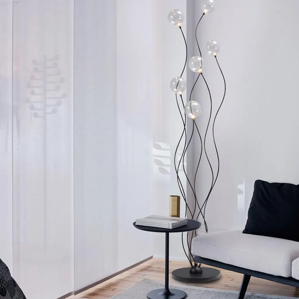 Straluma Vloerlamp Gio zwart + bolglas helder> Vloerlampen|LED Vloerlampen