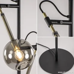 Straluma Vloerlamp Globe 2-L zwart/goud smokeglas><noscript><img width=