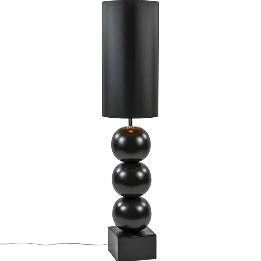 Straluma Vloerlamp hotel chic zwart met kap zwart/goud> Schemerlampen|Woonkamerlampen