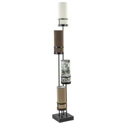 Straluma Vloerlamp 4L zwart + cilinder kappen bruin> Vloerlampen|Botanische Verlichting