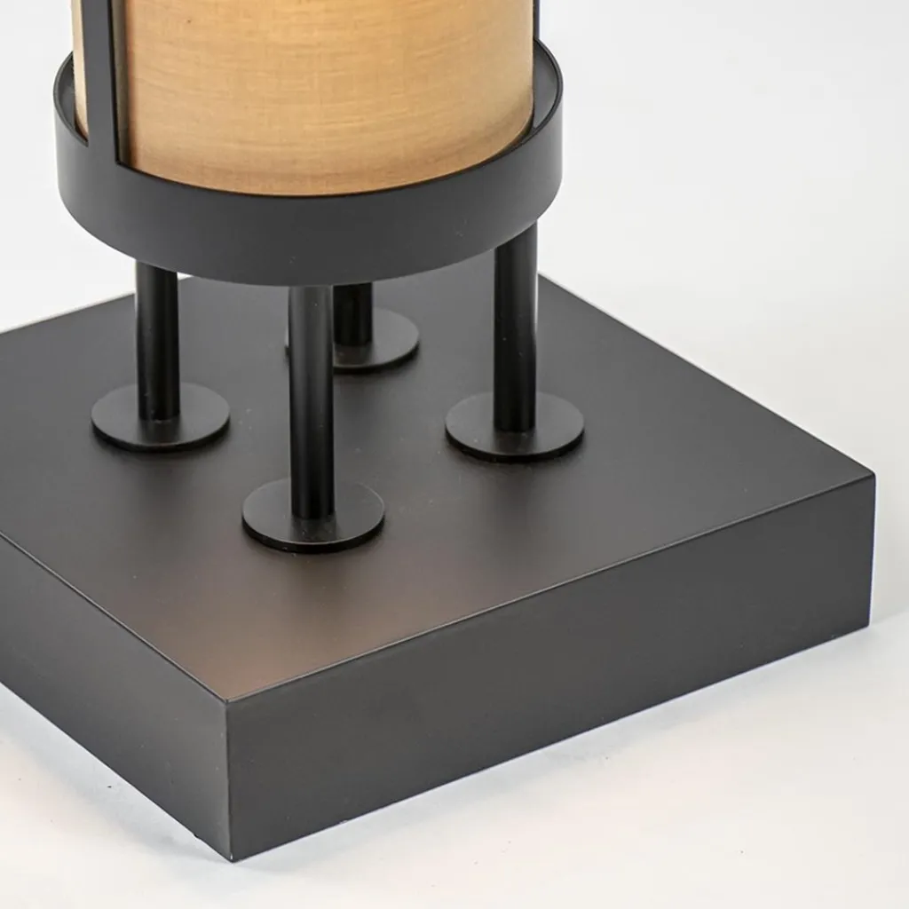 Straluma Vloerlamp 4L zwart + cilinder kappen bruin> Vloerlampen|Botanische Verlichting