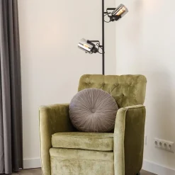 Straluma Vloerlamp mat zwart met titanium glazen kappen><noscript><img width=