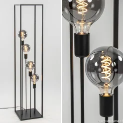 Straluma Vloerlamp open frame zwart 4-lichts> Woonkamerlampen|Slaapkamerlampen