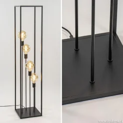 Straluma Vloerlamp open frame zwart 4-lichts></noscript> Woonkamerlampen|Slaapkamerlampen