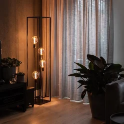 Straluma Vloerlamp open frame zwart 4-lichts></noscript> Woonkamerlampen|Slaapkamerlampen