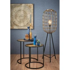 Straluma Vloerlamp oud-brons zwart kooi></noscript> Light and Living|Kooilampen