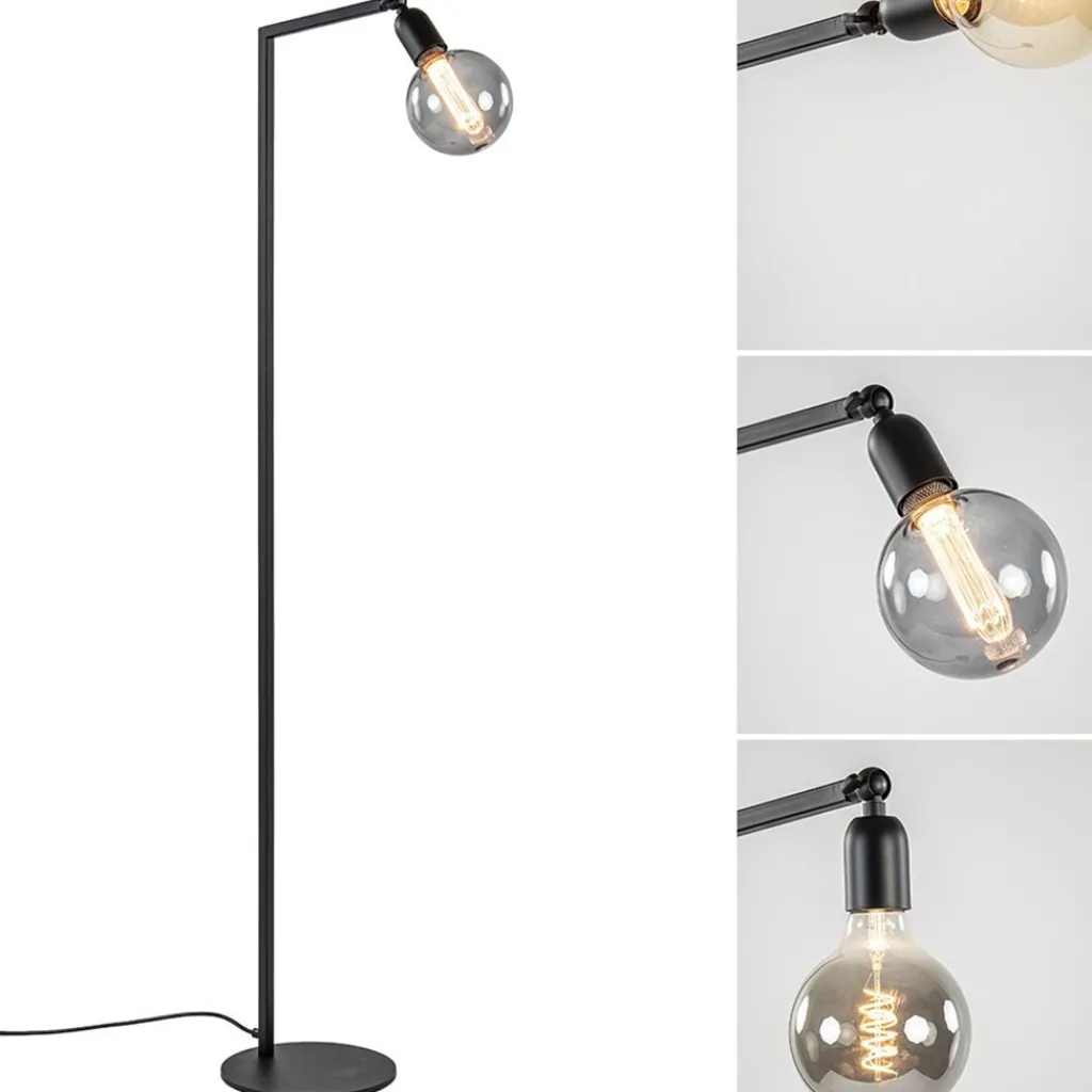 Straluma Vloerlamp Tube zwart basic met verstelbare pendel> Vloerlampen|Design Verlichting