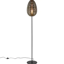 Straluma Vloerlamp Yaelle antiek brons met zwarte voet> Draadlampen|Light and Living