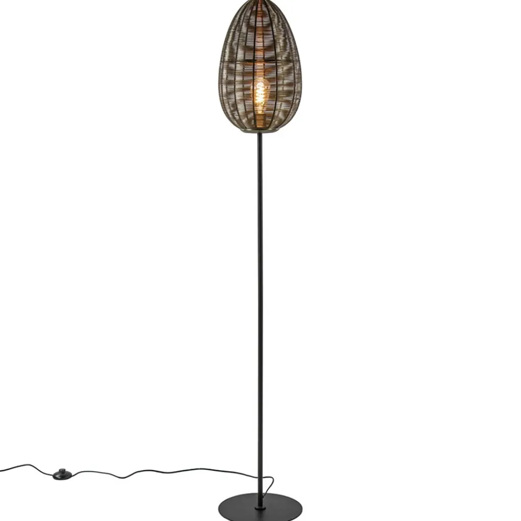 Straluma Vloerlamp Yaelle antiek brons met zwarte voet> Draadlampen|Light and Living