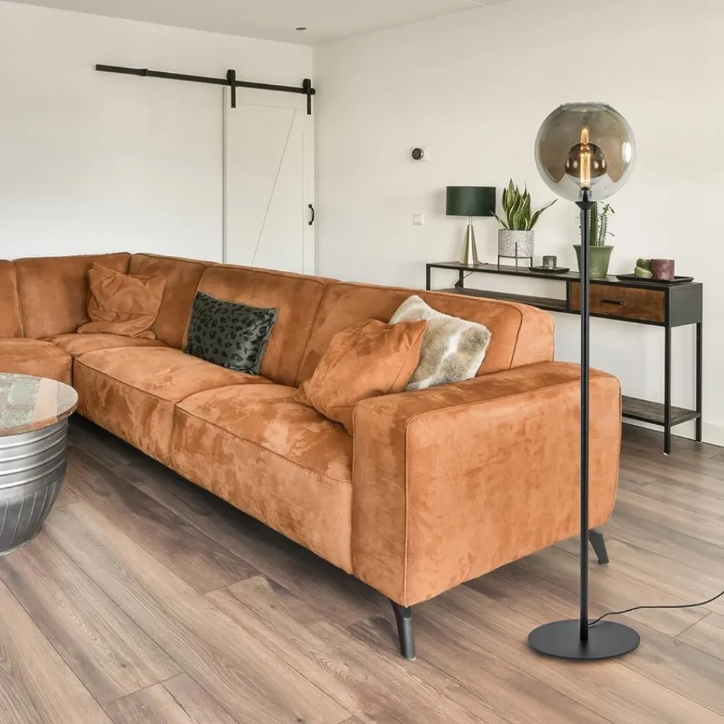 Straluma Vloerlamp zwart + smoke glas> Vloerlampen|Klassieke Verlichting