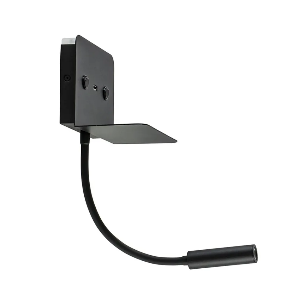 Straluma Wandlamp bed zwart flex + USB charger> Wandlampen|Bedlampjes