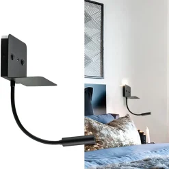 Straluma Wandlamp bed zwart flex + USB charger><noscript><img width=