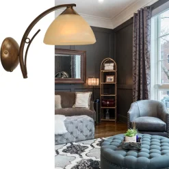 Straluma Wandlamp Bolzano smeedijzer brons></noscript> Bedlampjes|Woonkamerlampen