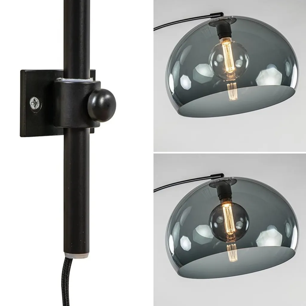 Straluma Wandlamp boog met smoke plexibol kap> Booglampen|Woonkamerlampen