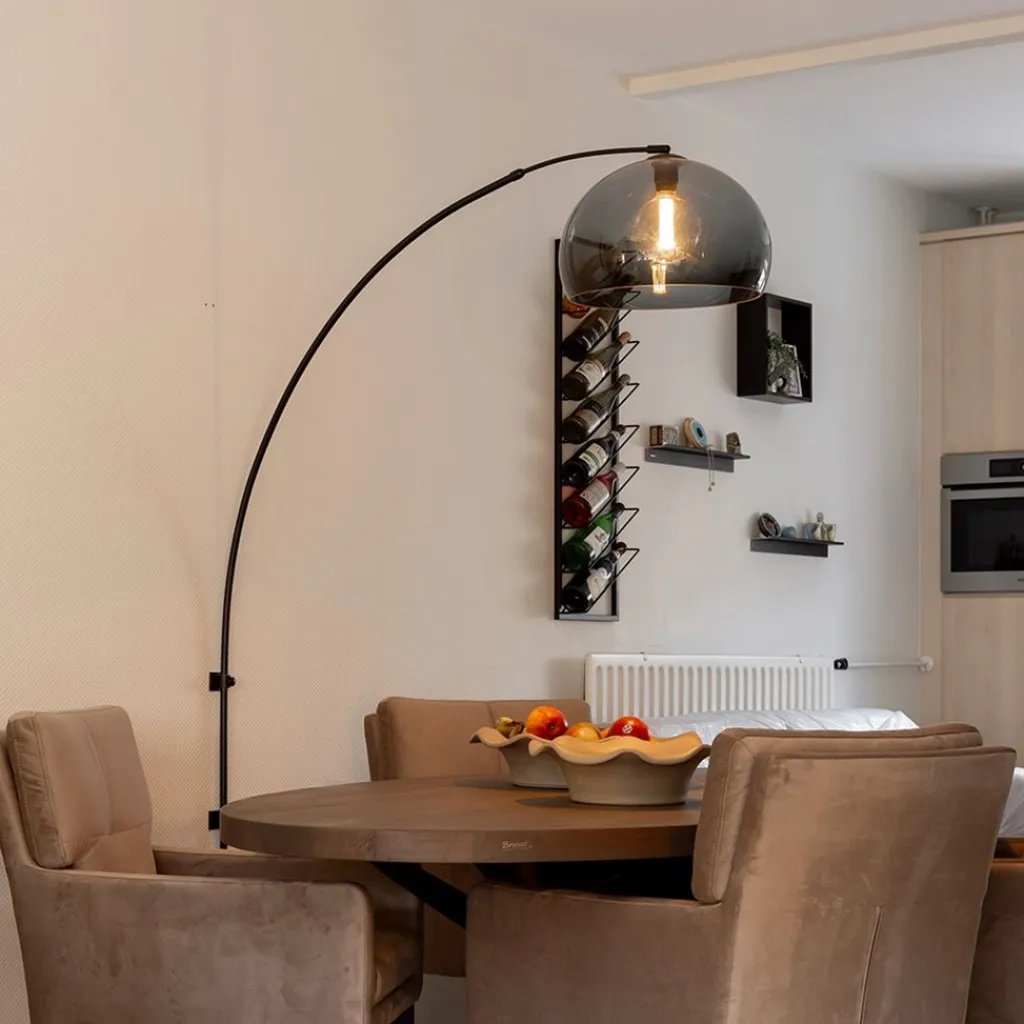 Straluma Wandlamp boog met smoke plexibol kap> Booglampen|Woonkamerlampen