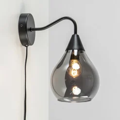 Straluma Wandlamp Cambio zwart + smoke glas> Woonkamerlampen|Slaapkamerlampen