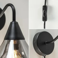 Straluma Wandlamp Cambio zwart + smoke glas></noscript> Woonkamerlampen|Slaapkamerlampen